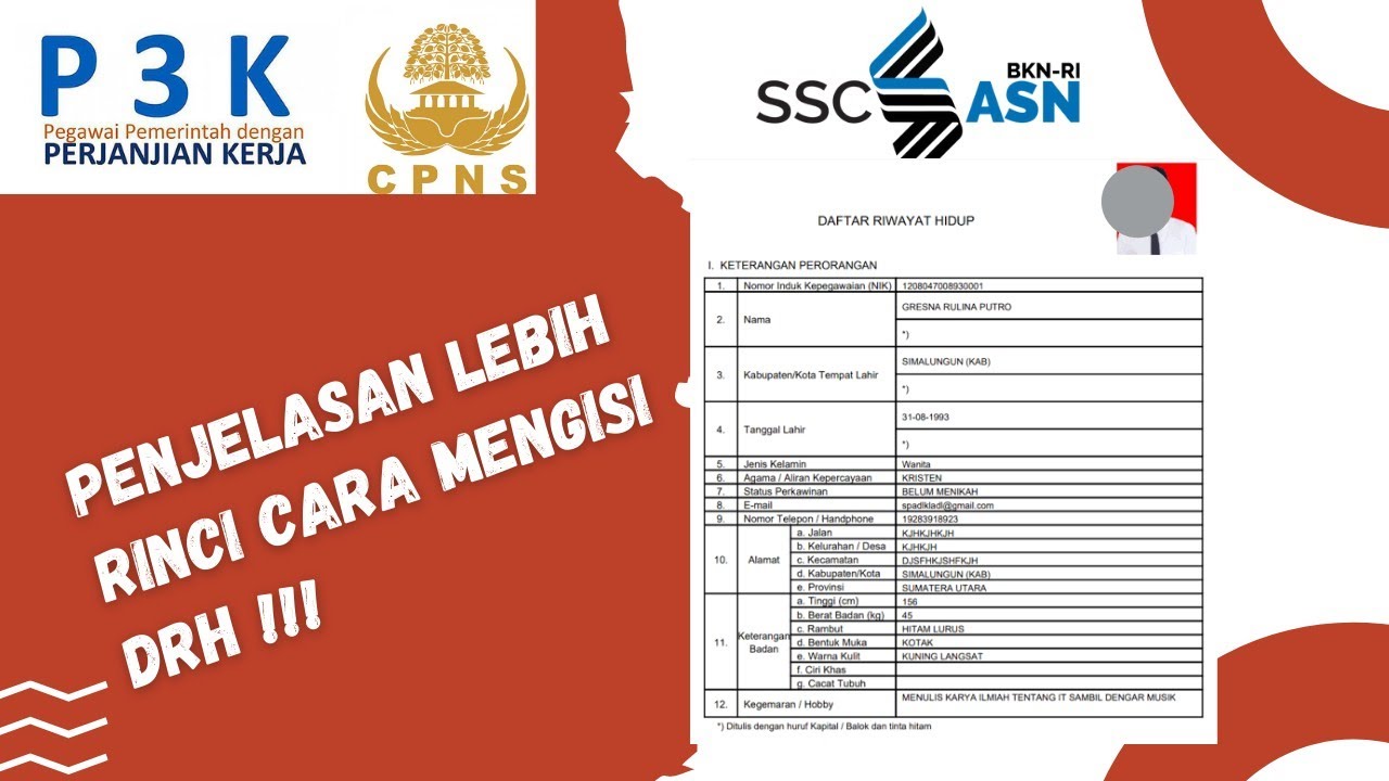 PENJELASAN LEBIH RINCI CARA MENGISI DRH (Daftar Riwayat Hidup) Dan ...