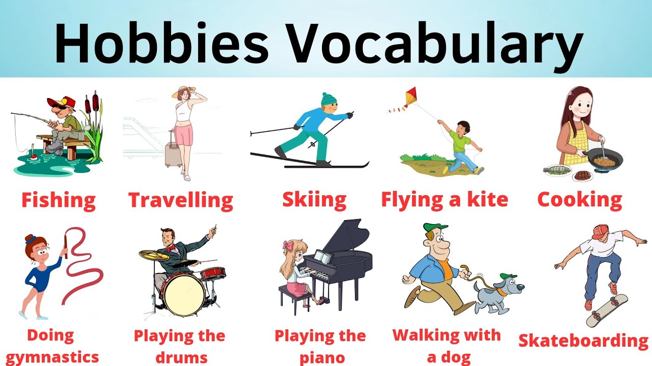 Hobbies Vocabulary With Pictures | English Practice #englishvocabulary ...