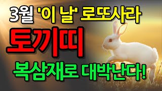 토끼띠 주목! 2025년 3월 '이 날' 로또 구매하세요, 복삼재로 대박납니다ㅣ51년 63년 75년 87년 99년 토끼띠 운세