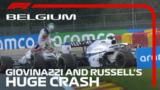 Giovinazzi & Russell Race-Ending Crash at Spa | 2020 Belgian Grand Prix