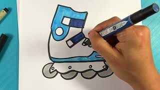 EASY How to  Draw ROLLERBLADES