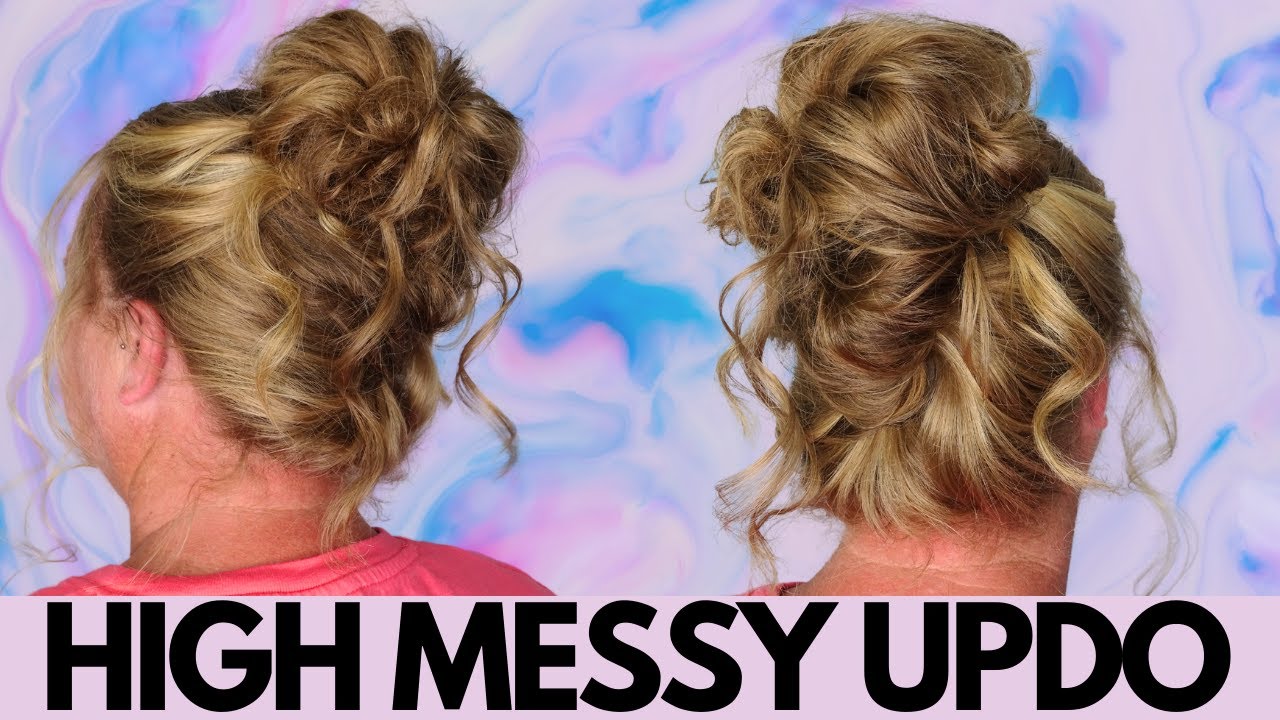 High Messy Curly Bun Hairstyle Easy Hair Tutorial Youtube