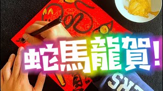 【阿雞黑白舞】乙巳蛇春聯創作ep.3 | 蛇馬龍賀！#書法 #春聯 #創意春聯