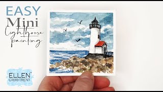 EASY lighthouse watercolor painting tutorial/ Mini Monday Madness