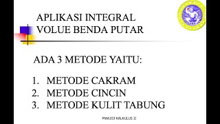 [KALKULUS II] Volume Benda Putar: Metode Cakram, Cincin, dan Kulit Tabung