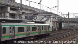 2016年１月６日（水）今日の寝台特急「カシオペア」8010レ EF515-509+E26系12B 上野行【汽笛付】