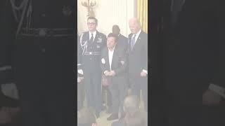 Michael J Fox receiving Presidential Medal of Freedom for his contribution