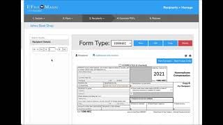 Creating a Recipient 1099 Form in E-File Magic, the 1099 Service Application