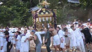 2017年平成29年7月8日 鋸南町勝山合同祭 内宿区神輿　加知山神社還御　境内で激しくモミ　サシ