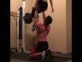 guy uses girl as weight at gym