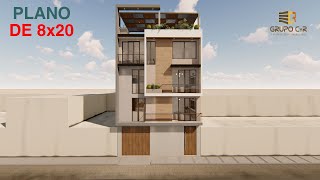 PLANO DE 8x20 - MULTIFAMILIAR TACNA / HOUSE DESIGN 8x20