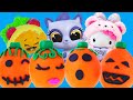 Opening Play Doh Pumpkin Surprise Eggs with Amy Jo and Brandon