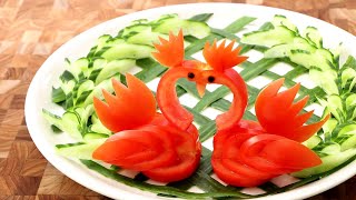 Simple Lovely Tomato Swan Design | Fruit & Vegetable Carving Garnish