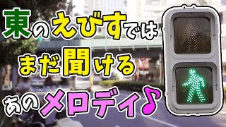 【信号機】こっちの「えびす」ではまだまだ現役！東京都渋谷区恵比寿駅前交差点(Traffic Light with Sound in Japan)