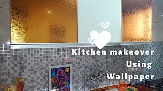 ചിലവ് കുറച്ച് വീട് മോടി പിടിപ്പിക്കാം||kitchen makeover using wallpaper||easy wallpaper||diy ideas