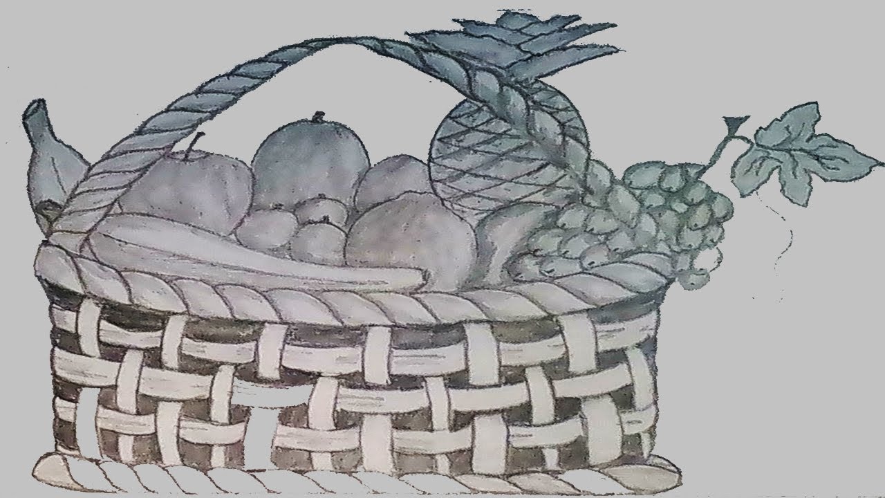 How To Draw Fruit Basket Step By Step 🍇🍎 (pencil Sketch) 🍒 - YouTube