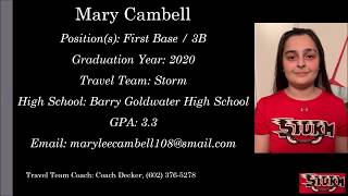 Mary Cambell Softball Skills Video - 2020 1B 3B