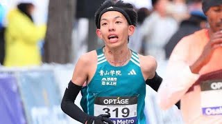 青学大の黒田朝日、2時間6分5秒の学生新記録！「無我夢中で、記憶ない...」コース間違えるハプニングも...若林宏樹の記録わずかに上回る