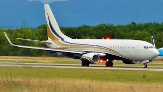 [FullHD] Mid East Jet Boeing 737-800BBJ takeoff at Geneva/GVA/LSGG