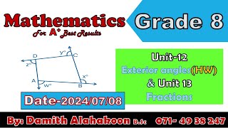 Grade 8 Maths EM (2024/07/08) #tringle  and Quadrilateral  #fractions  #damith_alahakoon