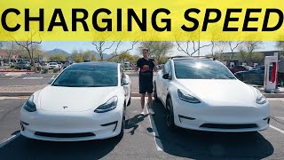 Surprising Tesla Charging Speed Comparison - LR Model Y vs SR+ Model 3