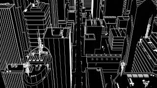 3D Animation Wire-Frame Of A City Aerial Flyover
