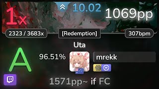 🔴🔔 10.0⭐ mrekk | Imperial Circus Dead Decadence - Uta [Redemption] +HDDT 96.51% | 1069pp 1❌ - osu!