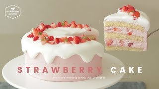 핑크핑크한🎀 동화속 비주얼♥ 딸기 생크림 케이크 만들기  Strawberry Cake Recipe  いちごのショートケーキ  Cooking Asmr