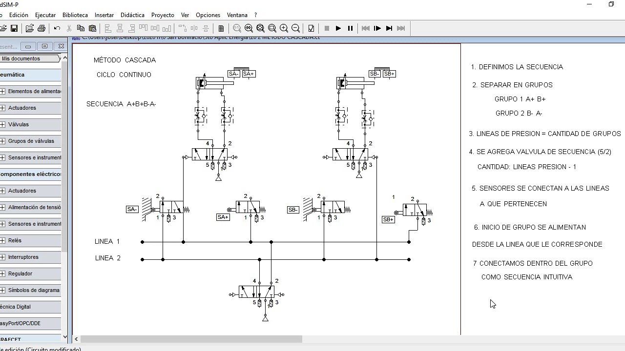 Circuitos Neumáticos 10: Método De Cascada Neumática A+B+B-A- - YouTube