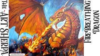 How To paint a Fire Breathing Dragon Acrylic Painting tutorial for Beginners | TheArtSherpa