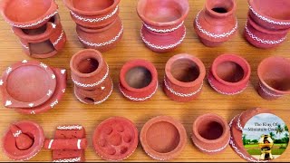 Miniature Mud Pot Cooking Set | Tiny Clay Pot Kitchen Set | Mini Clay Pot Collections |  Mud Vessels