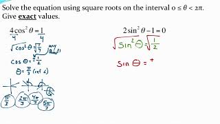 Solving trig equations using square roots