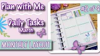 🌸 Plan With Me | March Daily Tasks pages📝 | Monthly Layout using Book Babe Stickers 📖✨