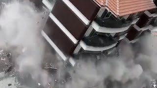 New Shocking Footage Devastating Earthquake in Turkey - Watch Buildings Collapse and Ground Trembles