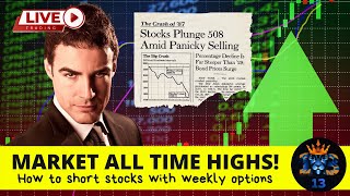 Market all time highs| Just like before the 1987 crash| How to short stocks with weekly options