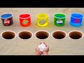 Coca Cola, Mirinda, Mtn Dew, Fanta, Pepsi vs Mentos in Different Holes Underground!