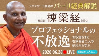 プロフェッショナルの不放逸――お釈迦さまと在家聖者二人の歓談から学ぶ　相応部棟梁経｜スマナサーラ長老のパーリ経典解説と初期仏教Q\u0026A（28 June 2020 ゴータミー精舎）#ブッダのことば