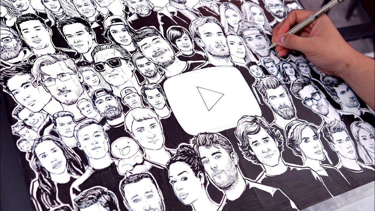 Drawing 50 Youtubers Picked By You Youtube