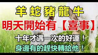 明天開始有（喜事）的五大生肖，十年才遇一次的好運，身邊有的趕快轉給他 - 十二生肖