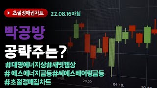 [초절정매집차트] 2022년8월16일 아침 빡공방 공략주는 ? #대명에너지! 상한가 #새빗켐 상한가 #에스에너지 급등  #씨에스베어링 급등 #초절정매집차트