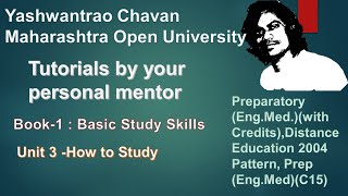 YCMOU | Unit 3 -How to Study | Preparatory (Eng.Med)| Yashwantrao Chavan Maharashtra