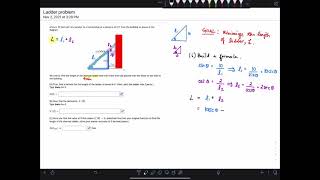 Optimization- Shortest Length of a Ladder (Trig)