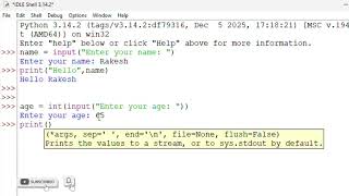 Python Class|Input ()function| Lecture 11