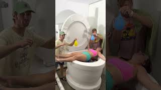 My BOYFRIENDS PRANKED Me in Worlds Largest Toilet Surprise Egg Pool with Water Balloons 2 #shorts