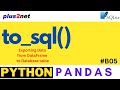 to_sql(): Data from Pandas DataFrame to SQLite database table #B05