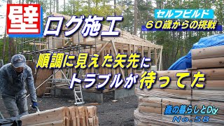 【No.58】60歳からの挑戦!!セルフビルドでログハウスを建てる／ログ壁(中空木材)の施工