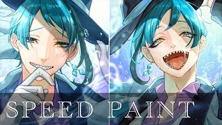 【ツイステ】フロイド・ジェイド　イラストメイキング【speed paint】