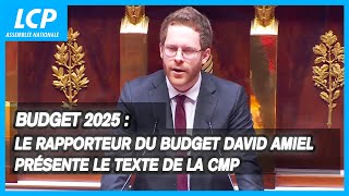 Le rapporteur du budget David Amiel présente le rapport de la CMP du projet de loi de finances 2025