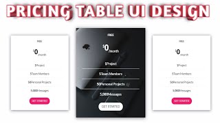 Pricing table Using Only HTML & CSS - How to make pricing table - Pure CSS Tutorials