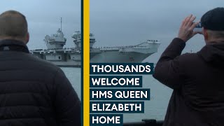 HMS Queen Elizabeth makes grand entrance on return to Portsmouth